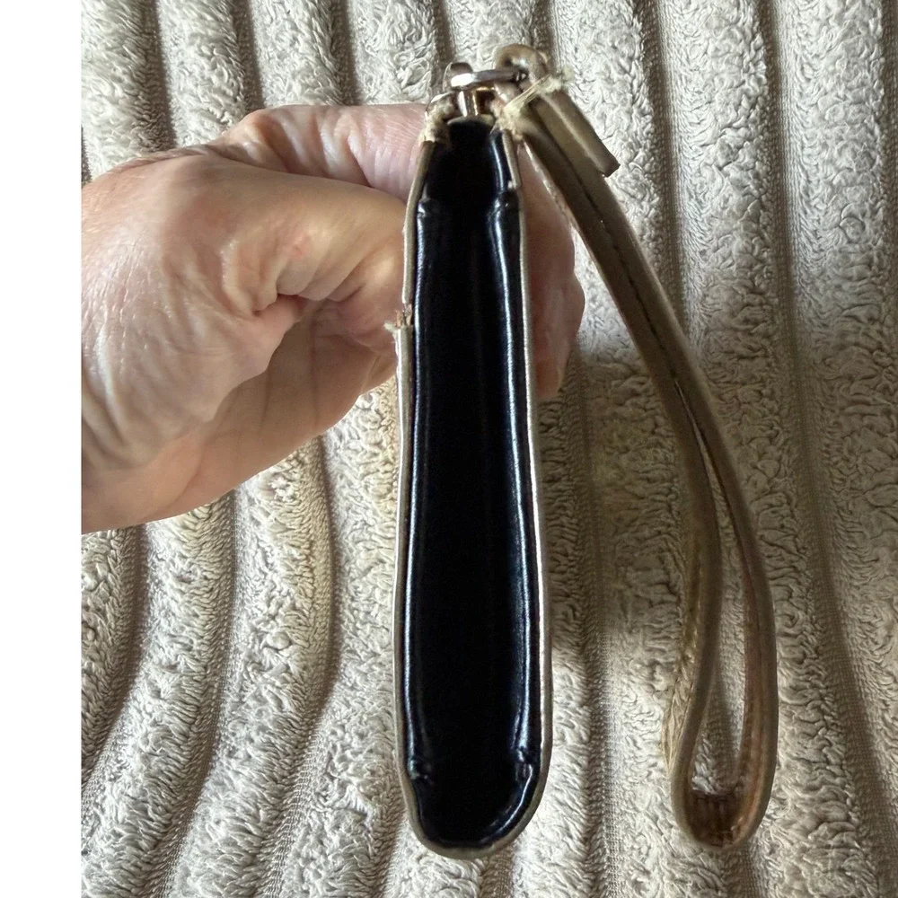 Kate Spade Gold Metallic Embossed Spade Dot Wristlet Wallet Zip Around Wallet